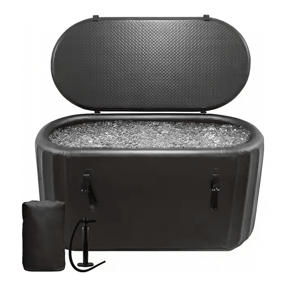 Compact round cold-plunge bath.